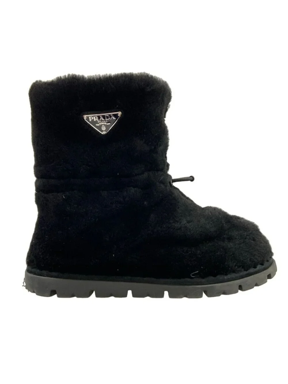 Prada Short Boots 40 Black Shearling